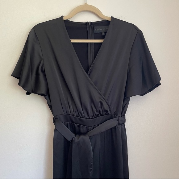 Kendall Kylie Satin disco Jumpsuit wrap belt going out club party event formal - Picture 10 of 16